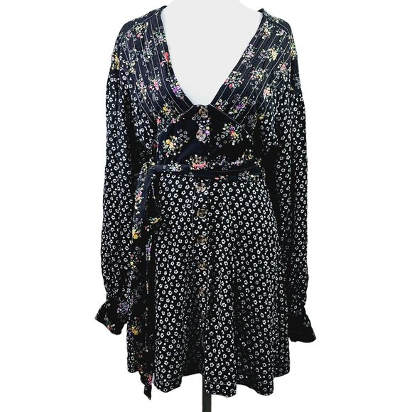 Free People Women's Floral Wonderland A-line Dress, Black, Sz S - Picture 2 of 13